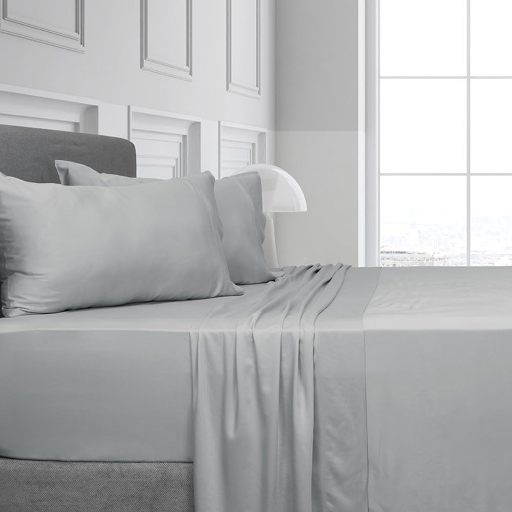 Algodon Bamboo Sheet with Pillow Set, Silver, King image number 2