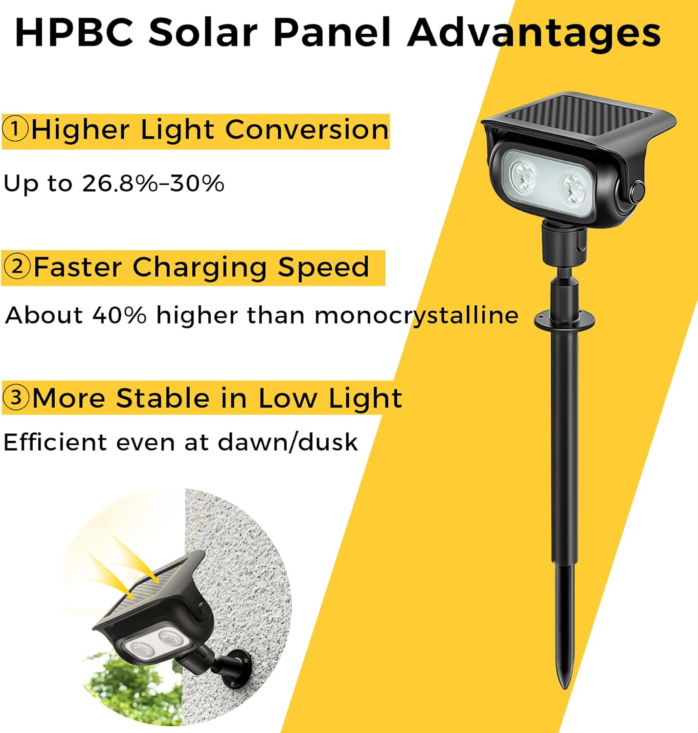 LED Solar Garden Spotlights 6 Pack, 3000K Warm White Solar Lights with Ground Stakes, Dusk-To-Dawn Sensor, IP65 Waterproof Outdoor Lights for Garden, Lawn and Pathway image number 6