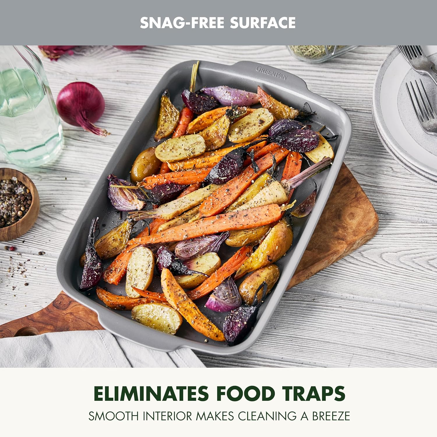 Greenpan Premiere Ovenware Healthy Ceramic Nonstick 13" X 9" Quarter Sheet Baking Pan, Cast Aluminum Bakeware, Warp-Free, Broiler Safe to 600F,Dishwasher Safe,Pfas-Free, Gray image number 6