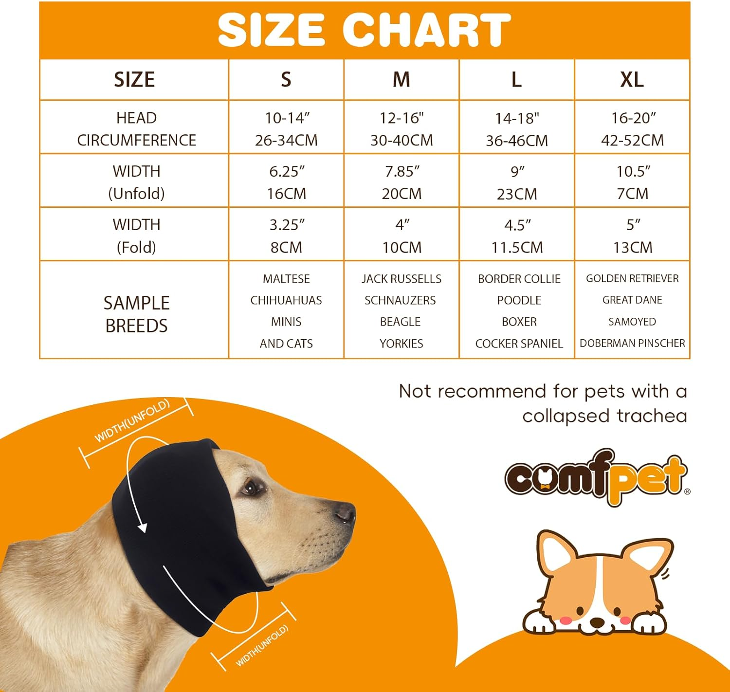 COMFPET Dog Ear Snood Noise Protection, Dogs Ear Cover for Anxiety Headband Protector, Dog Calming Hood for Grooming and Bath Drying, Pet Dogs Earmuff Head Wrap for Ear Hematoma (Black, XL) image number 1