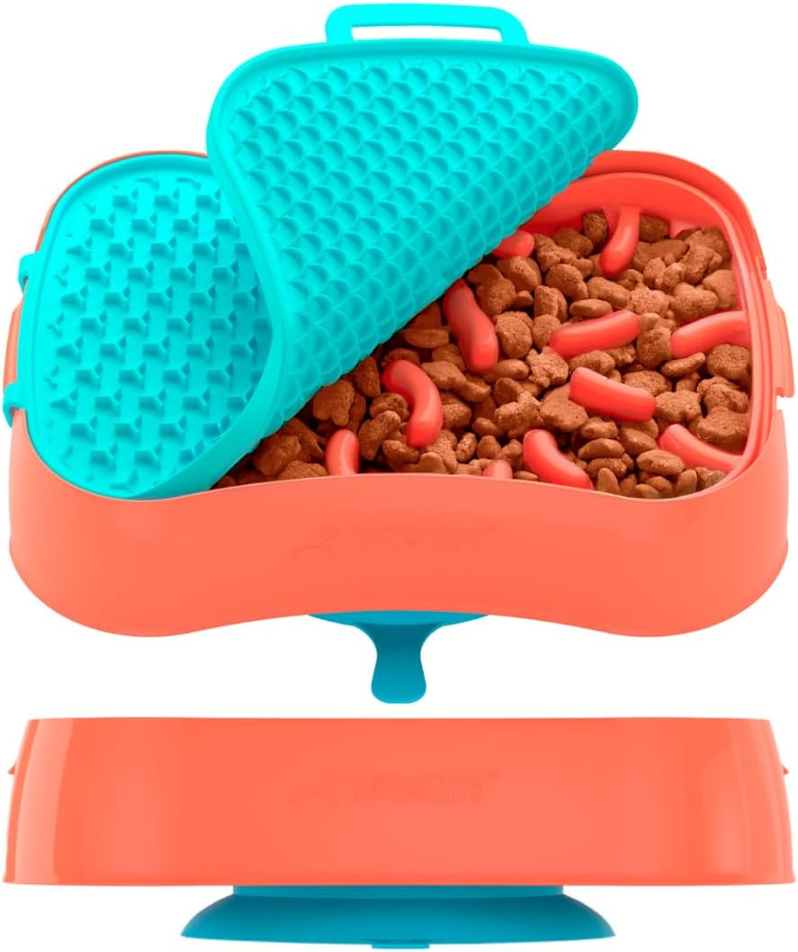 Super Feedy Slow Feeder Dog Bowls & Lick Mat - 4-In-1 Dog Bowl - Dog Slow Eating Bowl - Bpa-Free, Food Grade Silicone Slow Dog Feeding Bowl - Slow Eating Pet Bowl for Fast Eaters
