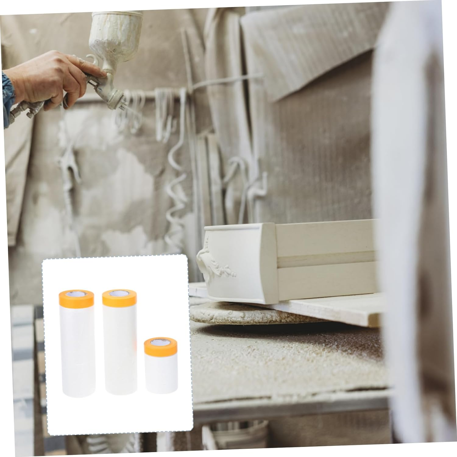 Generic Automotive Masking Film 3 Rolls 20Meters PVC Masking Sheets No Residue image number 4