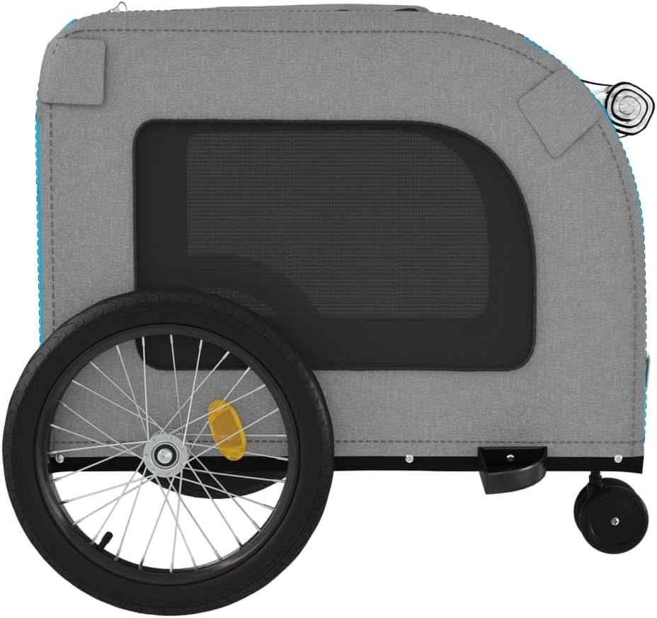 Vidaxl Pet Bike Trailer/Stroller in Blue/Grey - Oxford Fabric with Iron Frame, Multiple Access Points, Ventilated, Smooth-Riding Wheels, Versatile Cargo Carrier image number 2