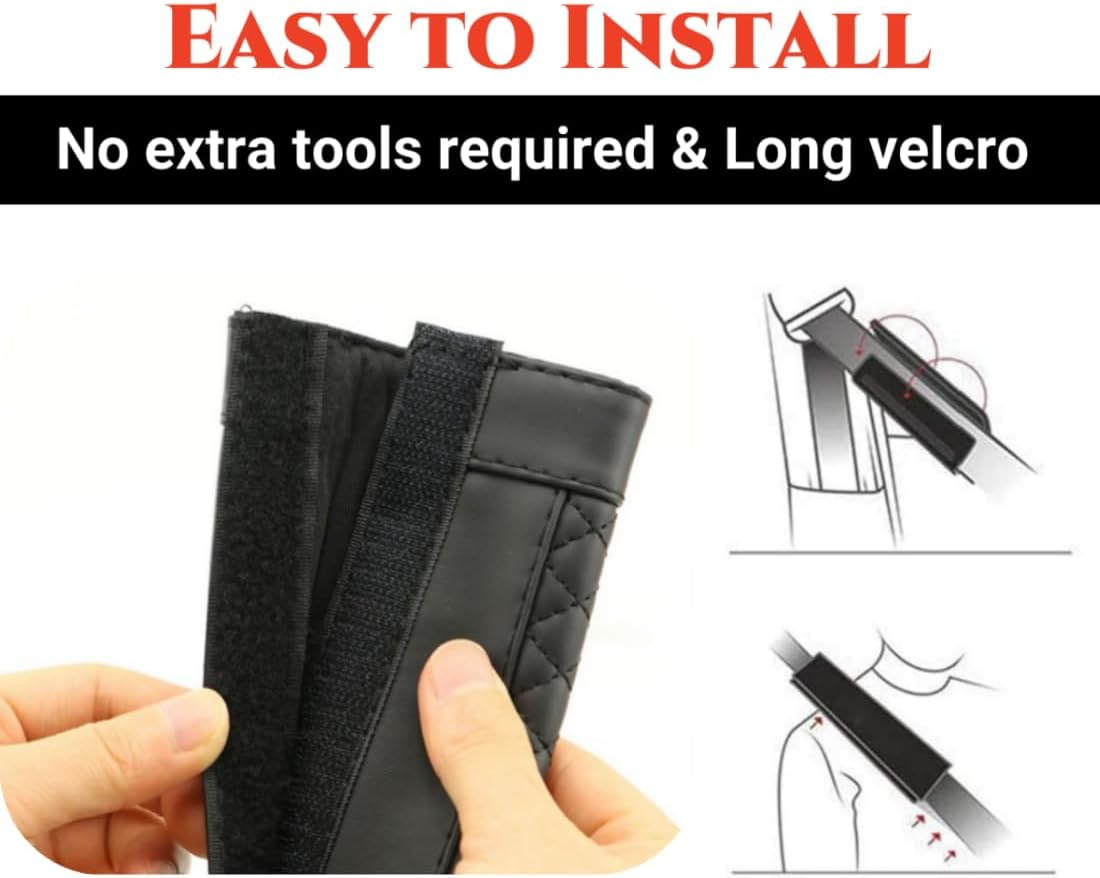 Zigihos Cute Bow Leather Car Seat Belt Cover Pads,2 Pcs & 4 Pcs Seat Belt Cover for Shoulder, Seatbelt Cushion, Car Seat Strap Pads, Seatbelt Covers for Women (Black,2) image number 5