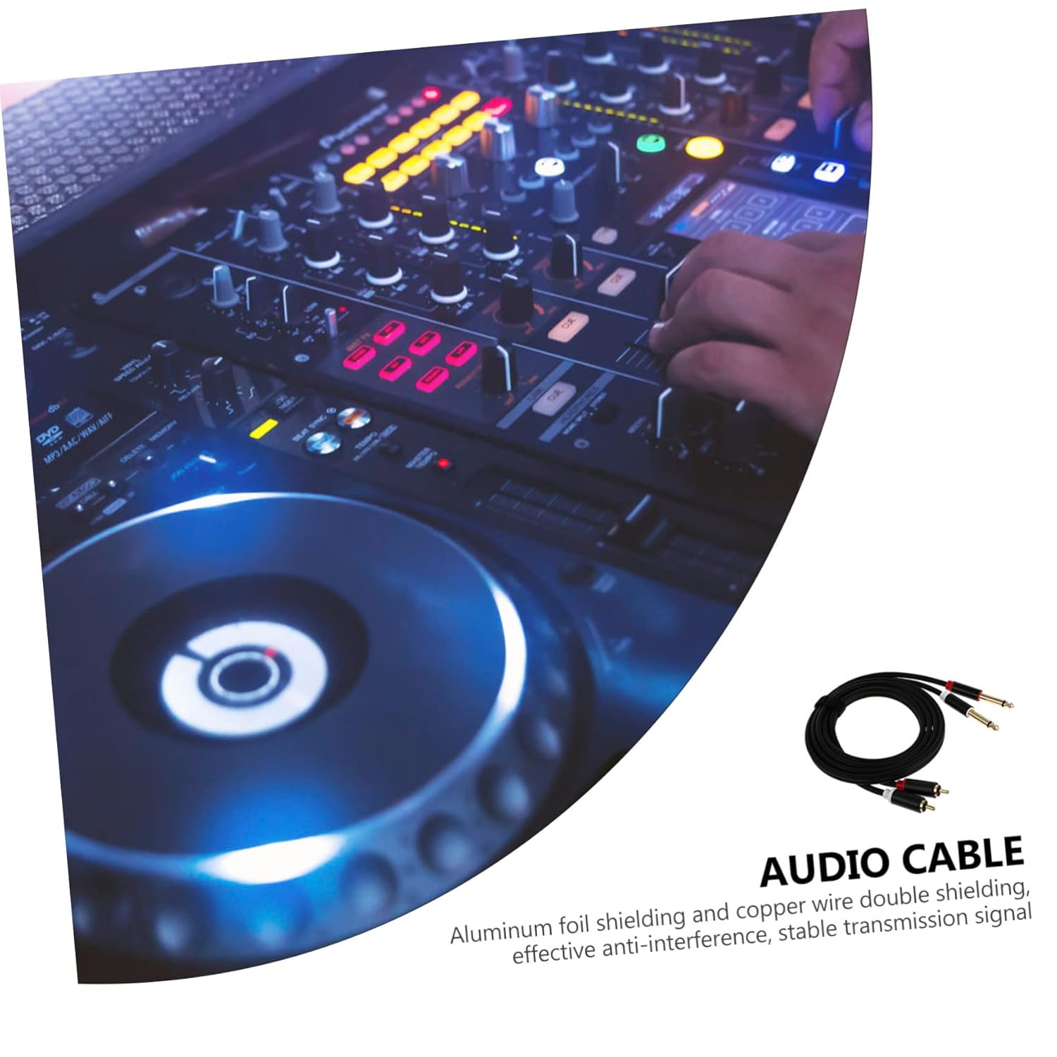 MERRYHAPY 2Pcs Audio Cable Black RCA to Dual Connector for Amplifier Mixer Audio Equipment Wire for Recorder Home Studio Use image number 3