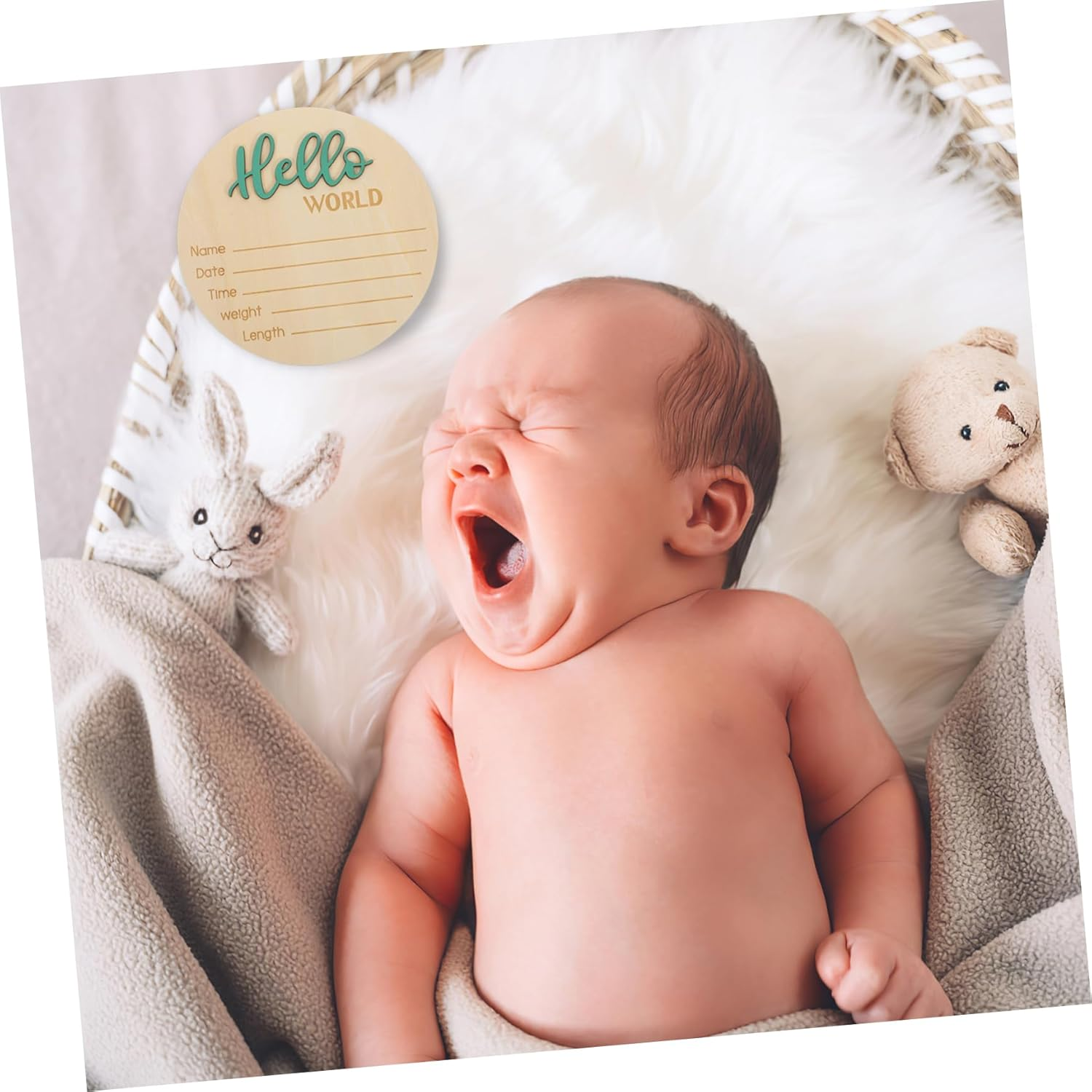 GALPADA Announcement Wooden Sign Birth Announcement Name Sign for Newborn Shower Essential Wooden round Decor Unique image number 5