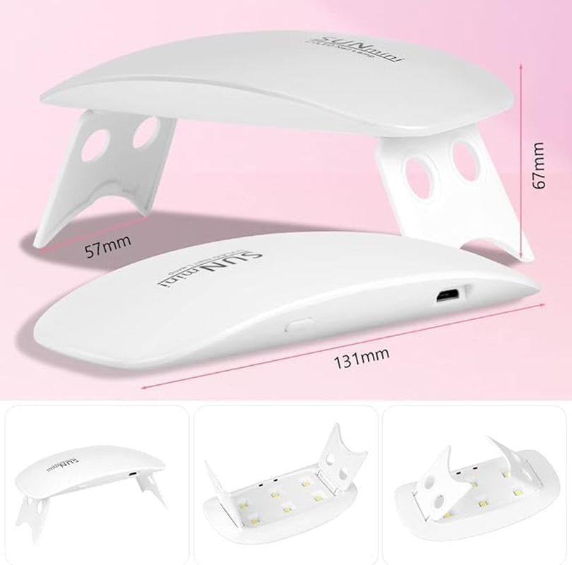 Mini UV LED Nail Lamp, Compact Portable Gel Nail Dryer Light for Curing Gel Polish & Semi-Cured Nail Wraps, Fast Drying Usb-Powered Manicure Tool for Travel & Home Use (White) image number 6