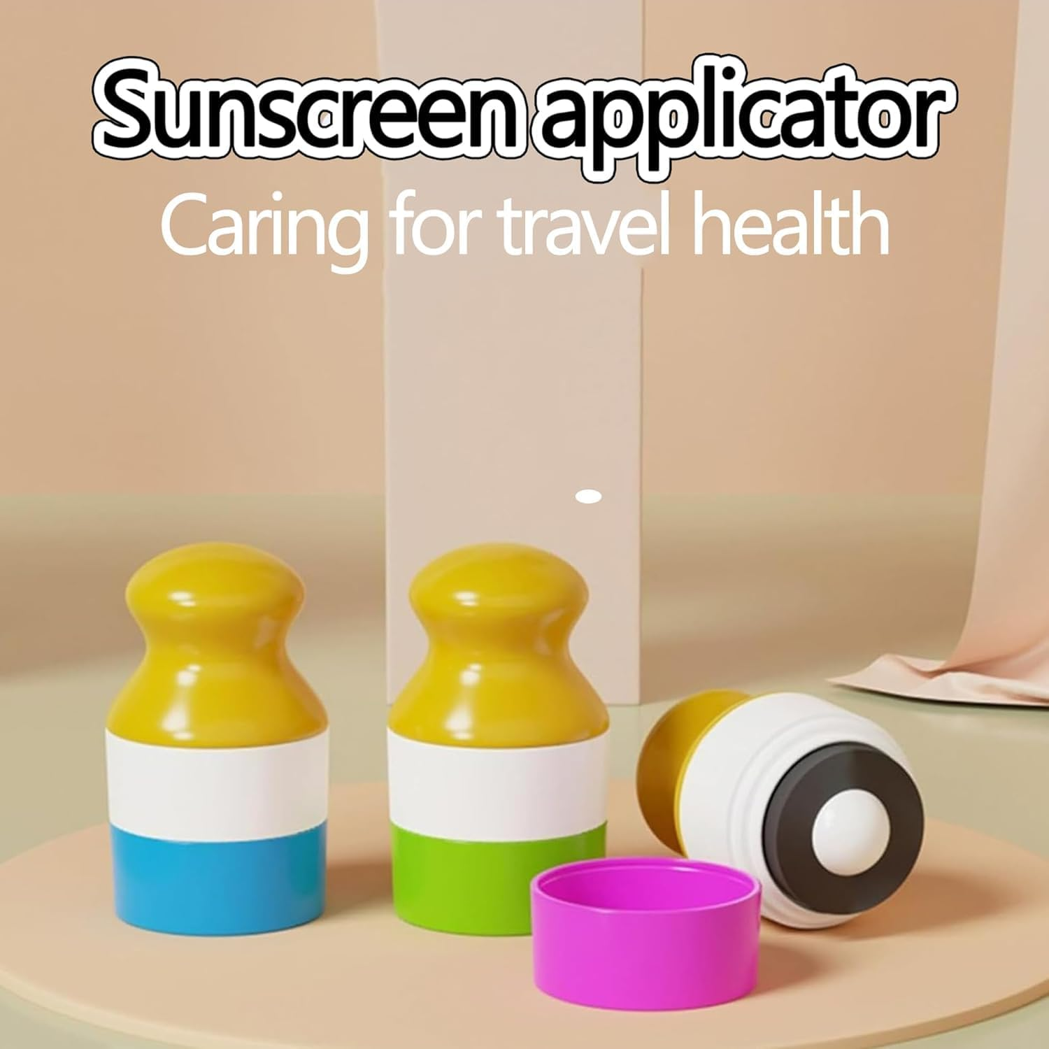 WADY Portable Sunscreen Applicator, Refillable Travel Dispenser Bottle with Suncream, Lotion Sponge Roller for Even Application, Travel Friendly Design (Green) - Blue image number 3