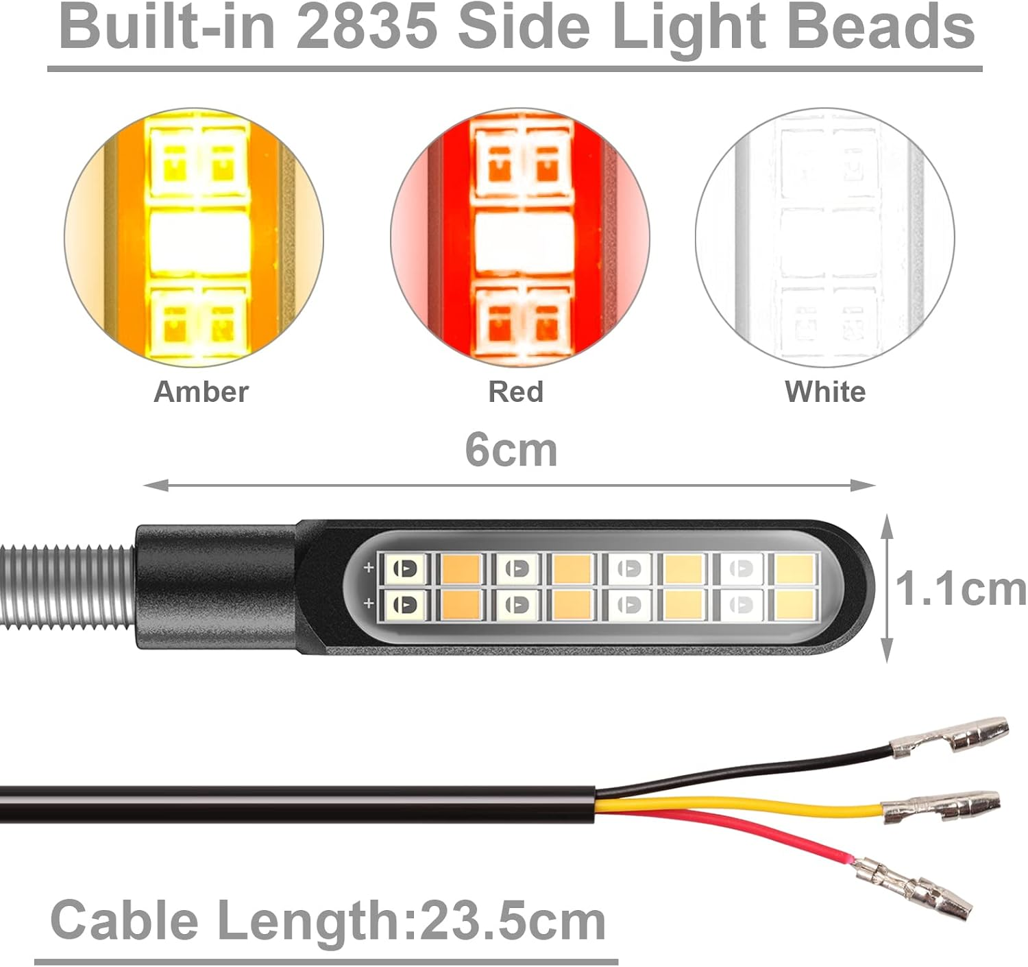 Kinstecks 4PCS Motorcycle Indicators Flowing Turn Signal Lights Motorbike Turning Indicators Daytime Running Lights Brake Lights 12V 16LED for Motorcycle Motorbike image number 6