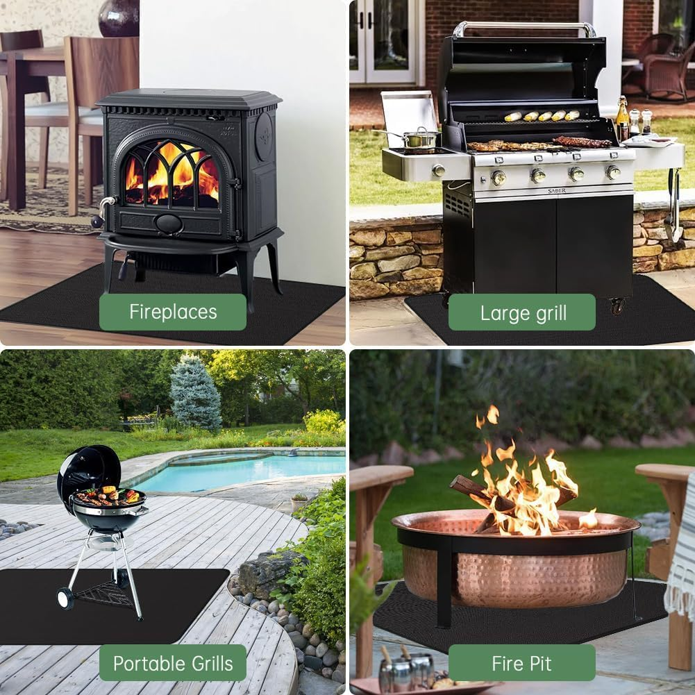 Jiaozoum 165 * 100Cm Fireproof under Grill Mats for Outdoor Grill, Double-Sided Fireproof Deck and Patio Protector Mat, Waterproof Oil-Proof BBQ Floor Pad Indoor Fire Pit Fireplace Mat image number 6