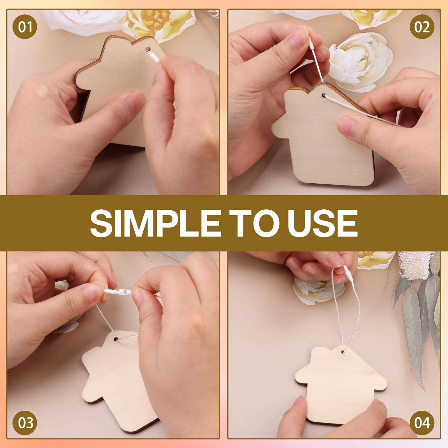 200 Pcs White Cotton Clothing Price Tag String with Bullet Clasp Lock, 20Cm Secure Hang Tags Twine for Apparel Shoes Luggage Labels Gifts Jewelry Pricing Storehouse Classification Mark (White) - Black image number 4