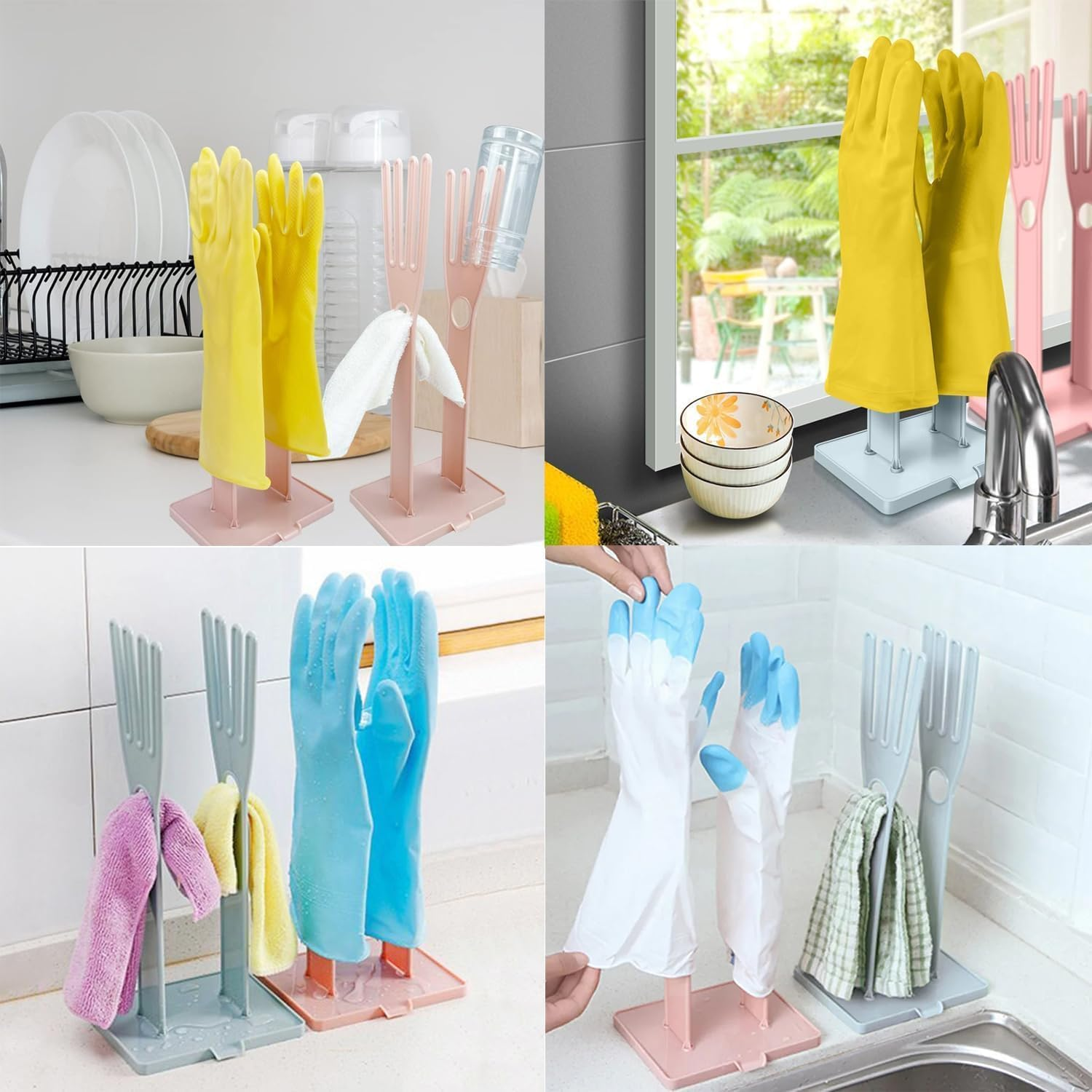 Kitchen Dish Glove Dryer Holder Rack,1Pc Kitchen Glove Holder Glove Drying Rack Drying Dryer Rack Plastic Mitten Rack Glove Hanger Sink Stand,Glove Drain Rack Holder,Kitchen Dish Glove Dryer Rack,Blue image number 2