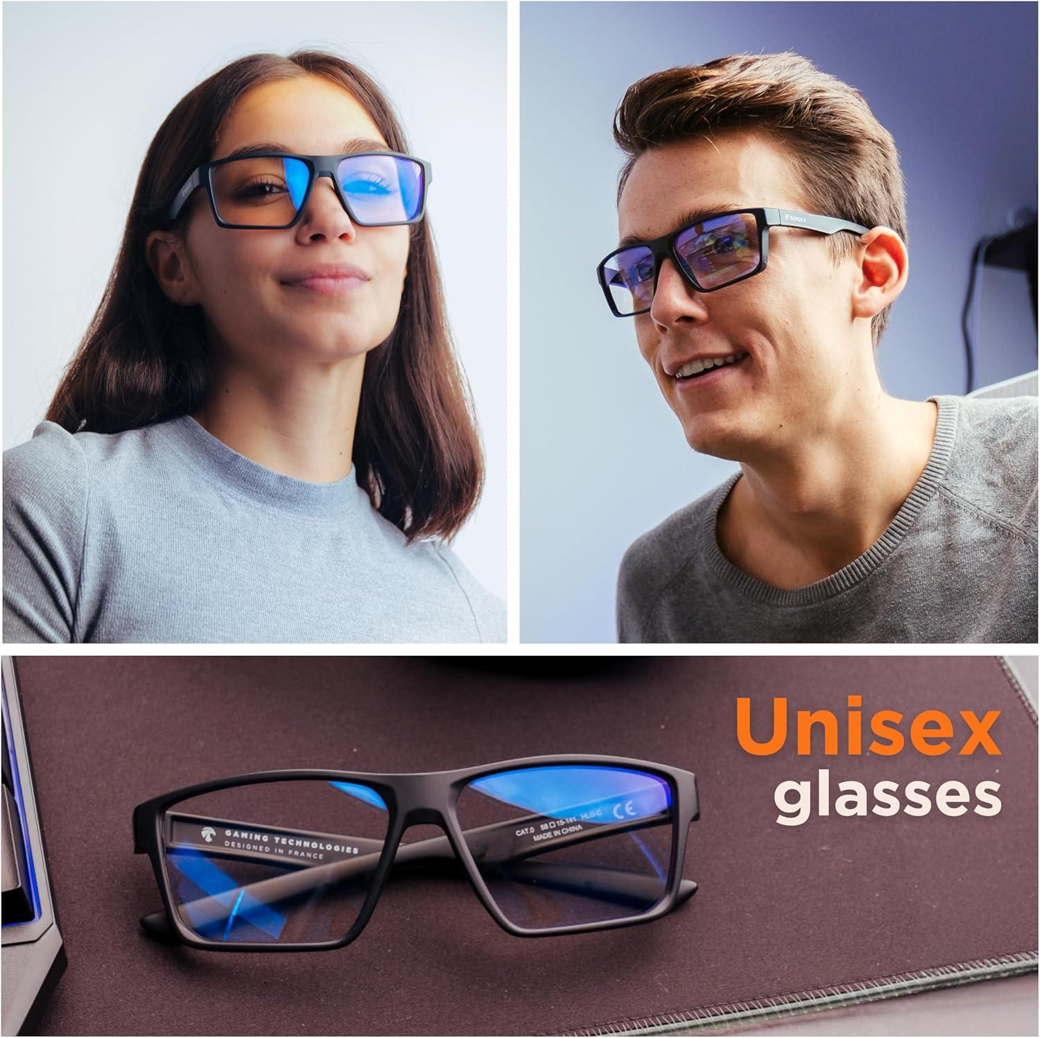 Horus X - Gaming Glasses | Blue Light Blocking Computer Screen Glasses | anti Fatigue and Eyestrain for Men and Women image number 3