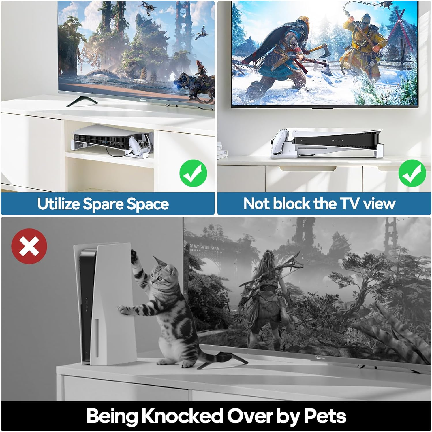 PS 5/Slim/Pro Horizontal Stand with Cooling Fan & PS 5 Controller Charger for Original & Edge Controllers, P S5 Cooling Stand with Scalable Design & EVA Foams for All P S5 Disc & Digital Console, White image number 1