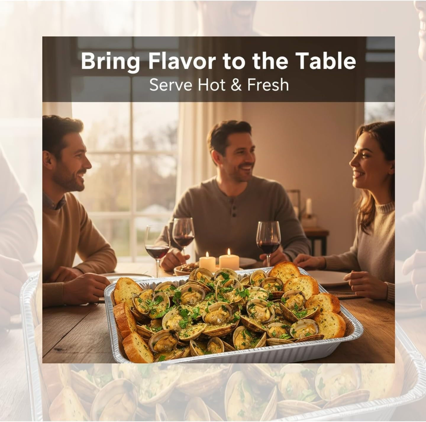 LEDON Large Heavy-Duty Aluminium Foil Tray 52.5 X 32.4 X 8.6Cm &ndash; Disposable Rectangular Baking & Roasting Pan, Oven & Freezer Safe Catering Food Tray (3) image number 2