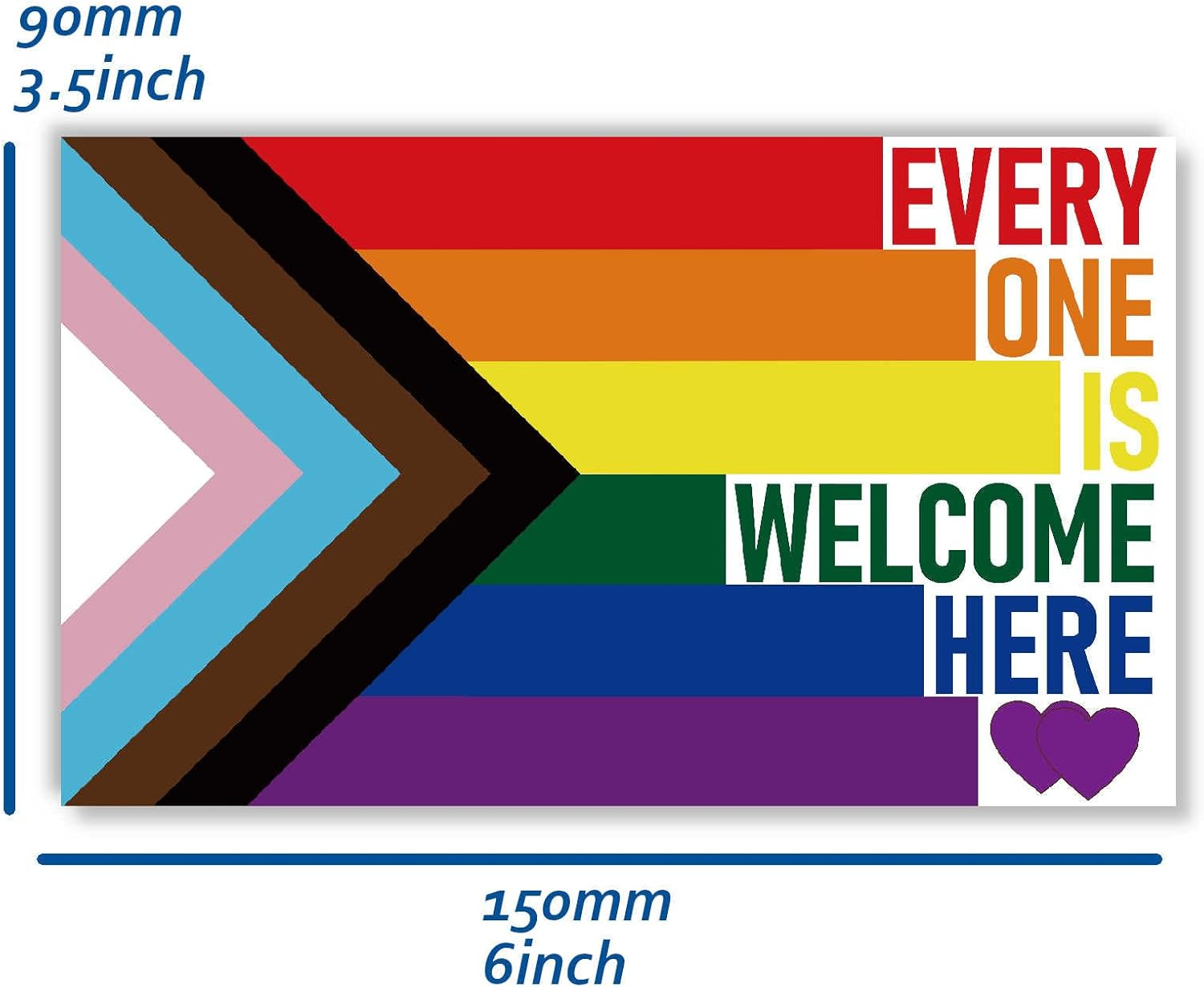 5 PCS Everyone Is Welcome Here Progress Pride Flag Sticker,Lgbtq Rainbow Banner Decal for Car Bumper Window Laptop - Pride_Welcome image number 4