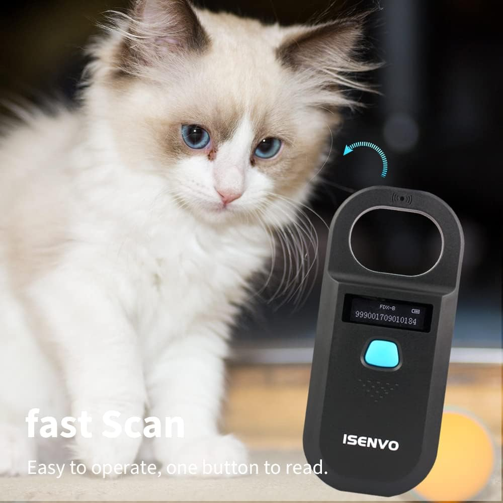ISENVO Pet Microchip Scanner Rechargeable RFID EMID Micro Chip Reader Scanner 134.2Khz 125Khz 15 Digits Pet Chip ID Scanner for Animal/Pets/Pigs/Dogs/Cats (190A) image number 5