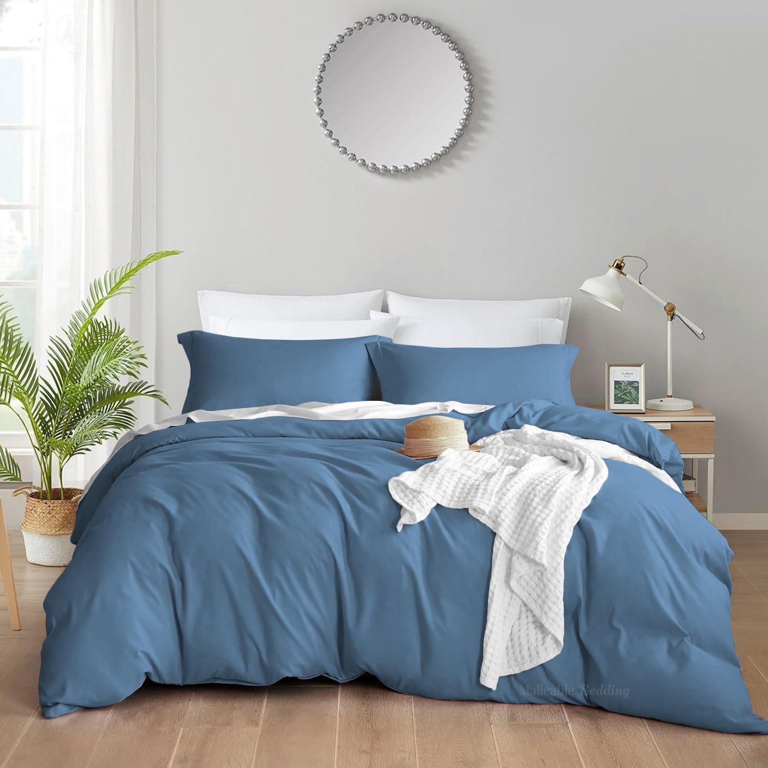 Malleable Bedding Oversized King plus (128X 120) Size Duvet Covers 100% Egyptian Cotton 600 TC Ultra Soft and Breathable 3 Piece Set Taupe Color Quilt Cover with Zipper Closure & Four Corner Ties