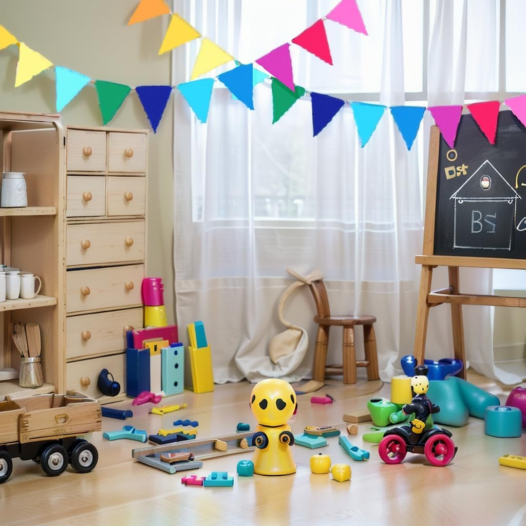 Rainbow Felt Fabric Bunting,H HOME-MART 24Pcs/16.4 Feet(2 Pack) Multicolor Decoration Banners for Birthday Party,Festival,Classroom Decor,Carnival