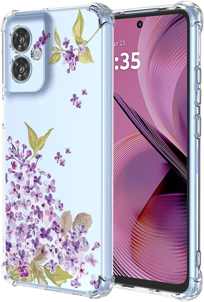 SEAHAI Case for Motorola Moto G55 5G, Colourful Beautiful Flowers Ultra Thin Transparent Mobile Phone Case Soft Silicone TPU Bumper Shockproof Case Protective Cover - Cat