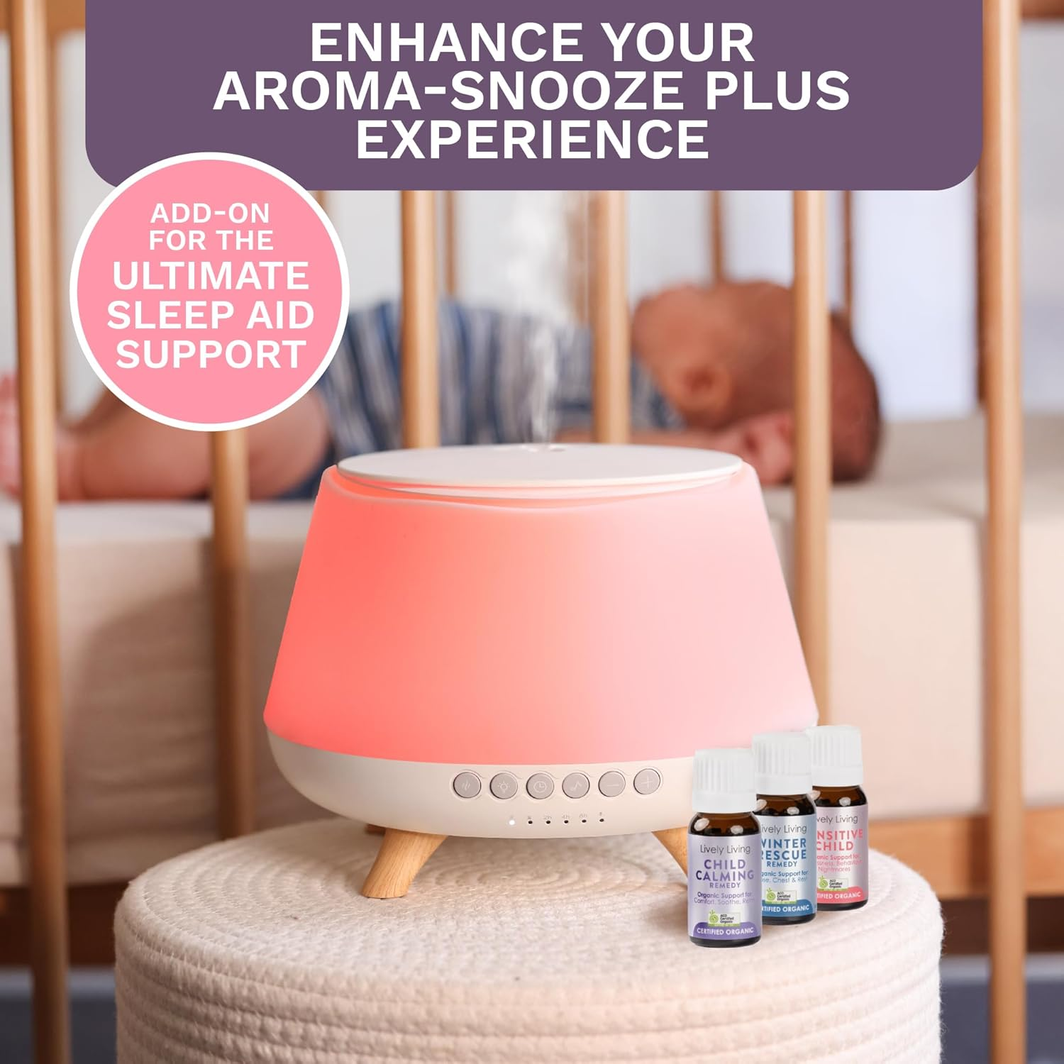 Lively Living Bambino Baby Organic Essential Oils Trio - Australian Certified Organic Oil Gift Set for Nursery Diffuser or Humidifier | Help Toddlers or Child Sleep, Calming, Relaxing 3 X 10Ml Bottles image number 3