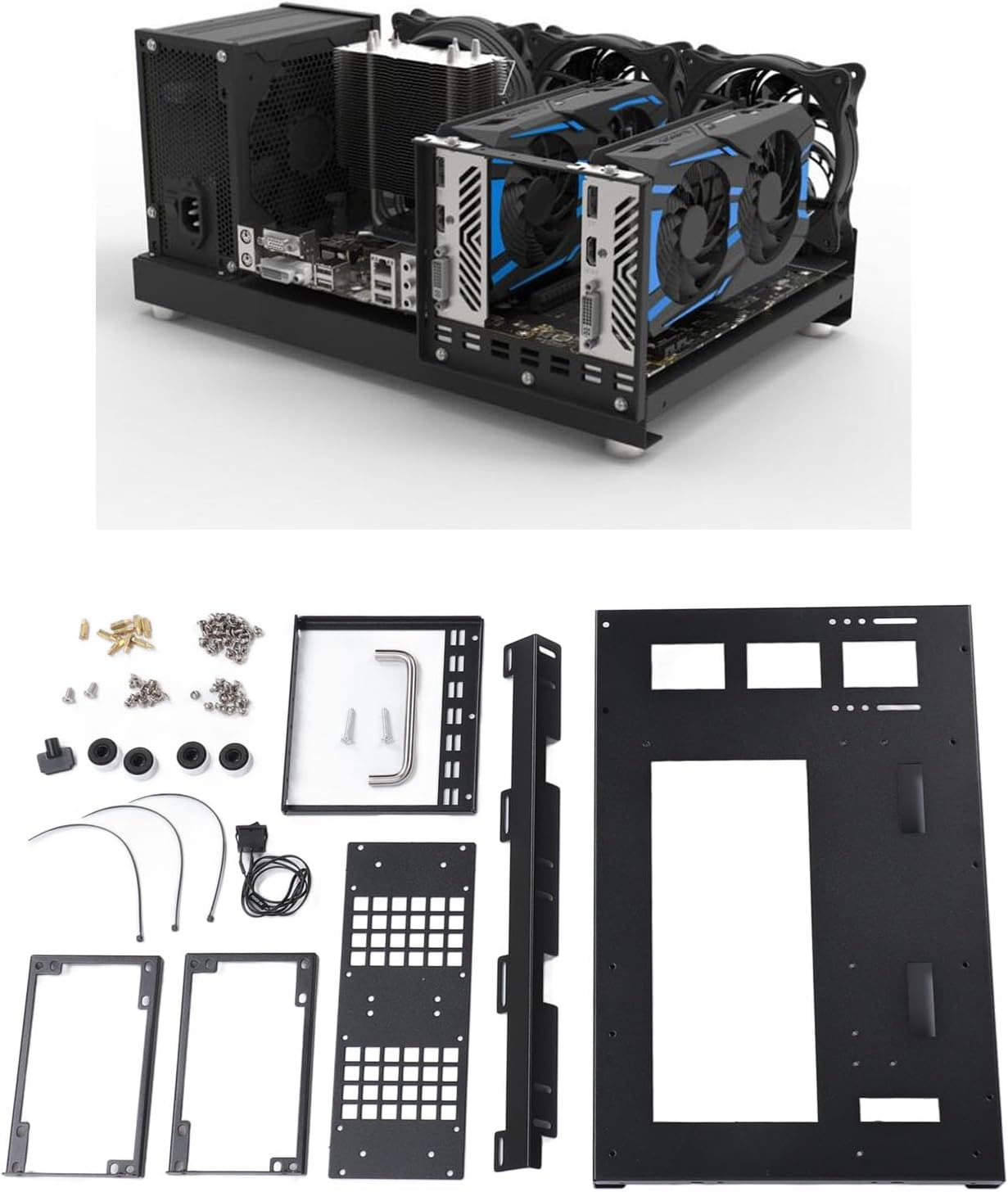 DIY Computer Motherboard Case Rack, Open Chassis Case Rack with Handle for ATX M ATX ITX Motherboards, Widely Body Heat Dissipation Design image number 2