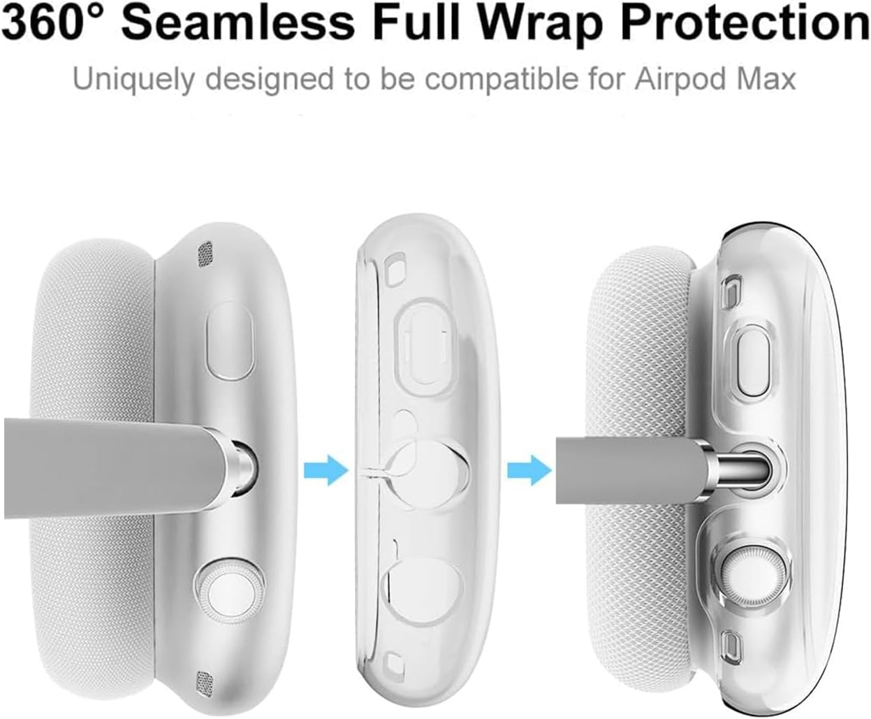 USTIYA Case for Apple Airpods Max Cover Clear Protector Shock-Absorption Transparent TPU image number 3