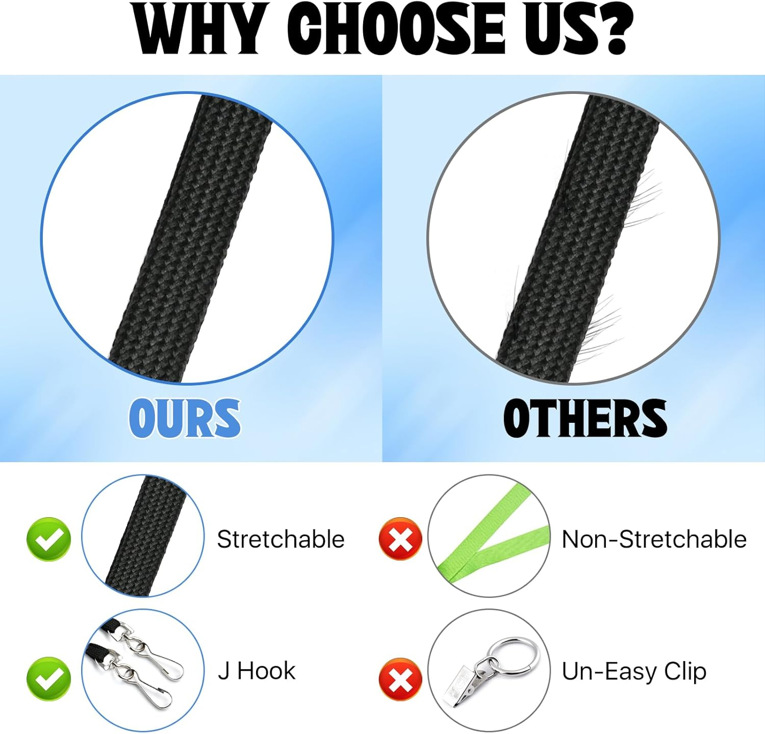 Lainballow 100 Pcs Breakaway Lanyards for ID Badges, Black Cotton Rope Classic Style with J-Hook, Flat Lanyards for ID Badges, Breakaway Badge Lanyard for Company Factory Campus Business image number 6