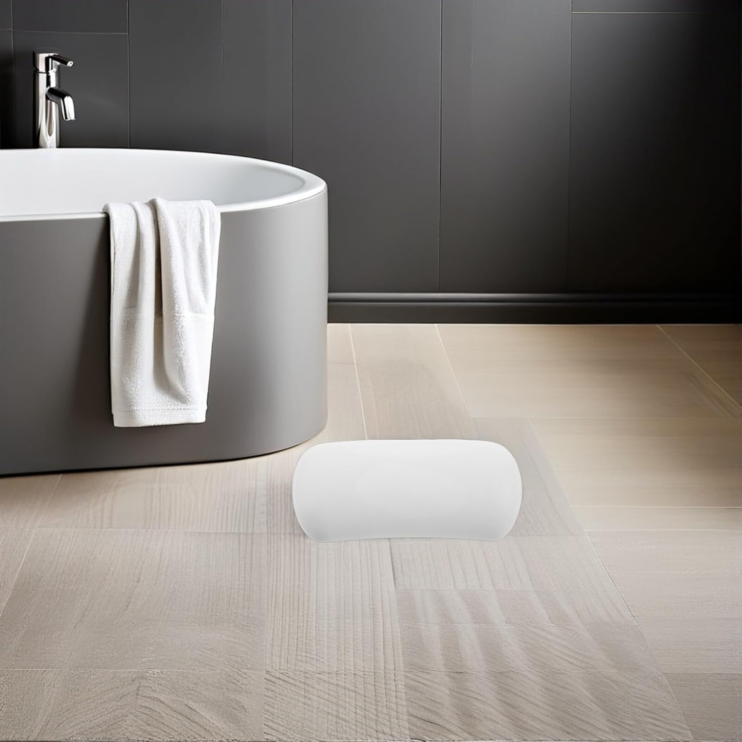 FRCOLOR Ergonomic Silicone Bath Pillow with Non-Slip Suction Cups, Extra Soft Neck and Headrest Cushion for Bathtub Relaxation, Suitable for Women and Men Spa Bath Use image number 3