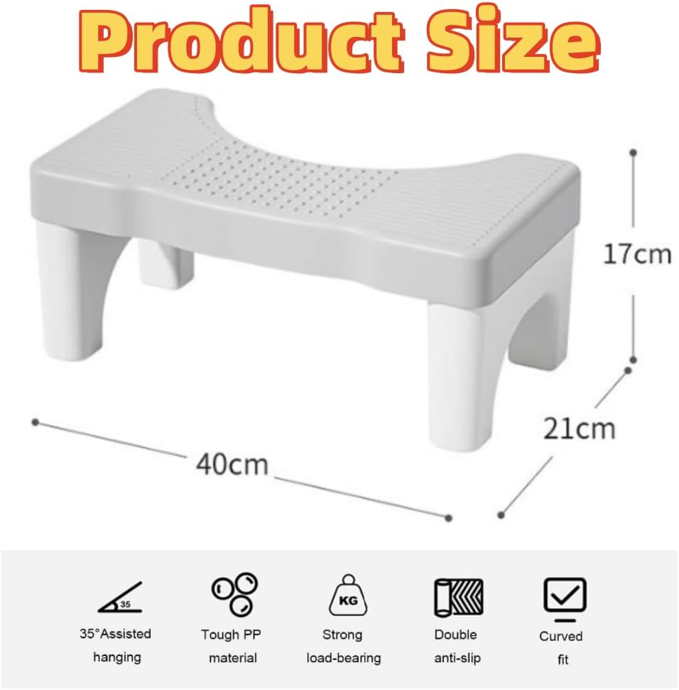 1 PCS Non-Slip Poop Stool for Bathroom,Toilet Stool Poop Stool for Adults,Seniors,Portable PP Toilet Stool Poop,Sturdy PP Toilet Step Stool for Easy to Wash