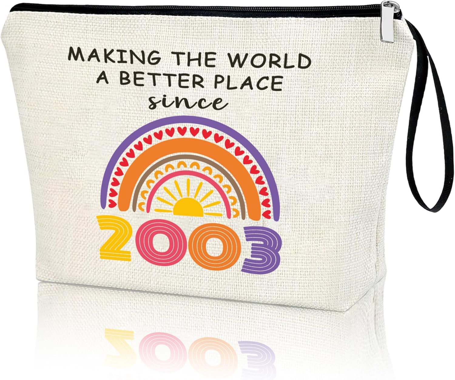 21Th Birthday Gifts Ideas for Her Makeup Bags, Women, Teenage Girls Stuff, Girls, Friends, Daughter, Christmas, Funny 2003 Themed Cosmetic Travel Pouch 21-Year-Old Birthday Decorations, White, 2003 image number 4