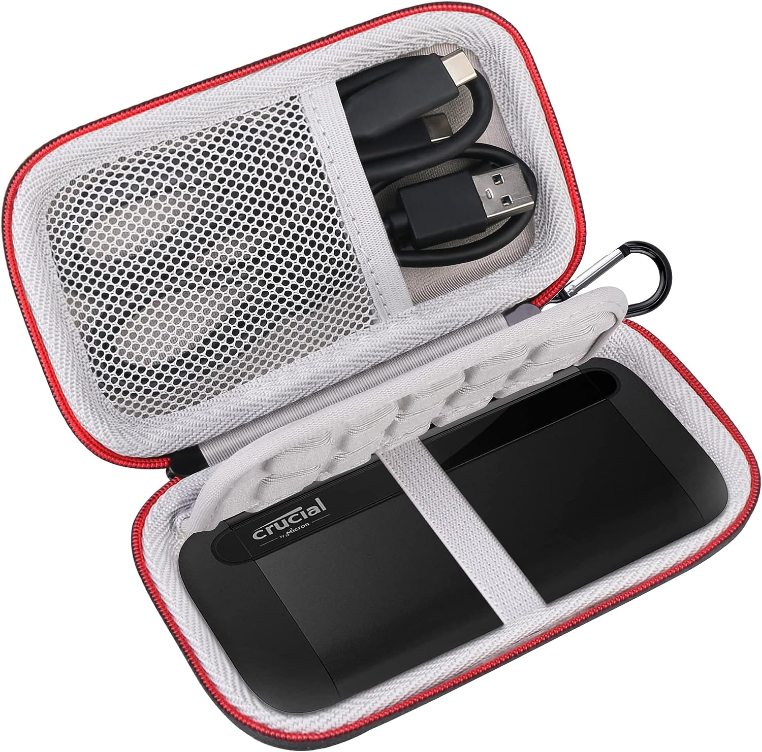 Lacdo Hard Carrying Case for Crucial X8 Portable Solid State Drives 1TB 2TB 4TB USB 3.2 External SSD Hard EVA Shockproof Storage Travel Bag, Black+Gray