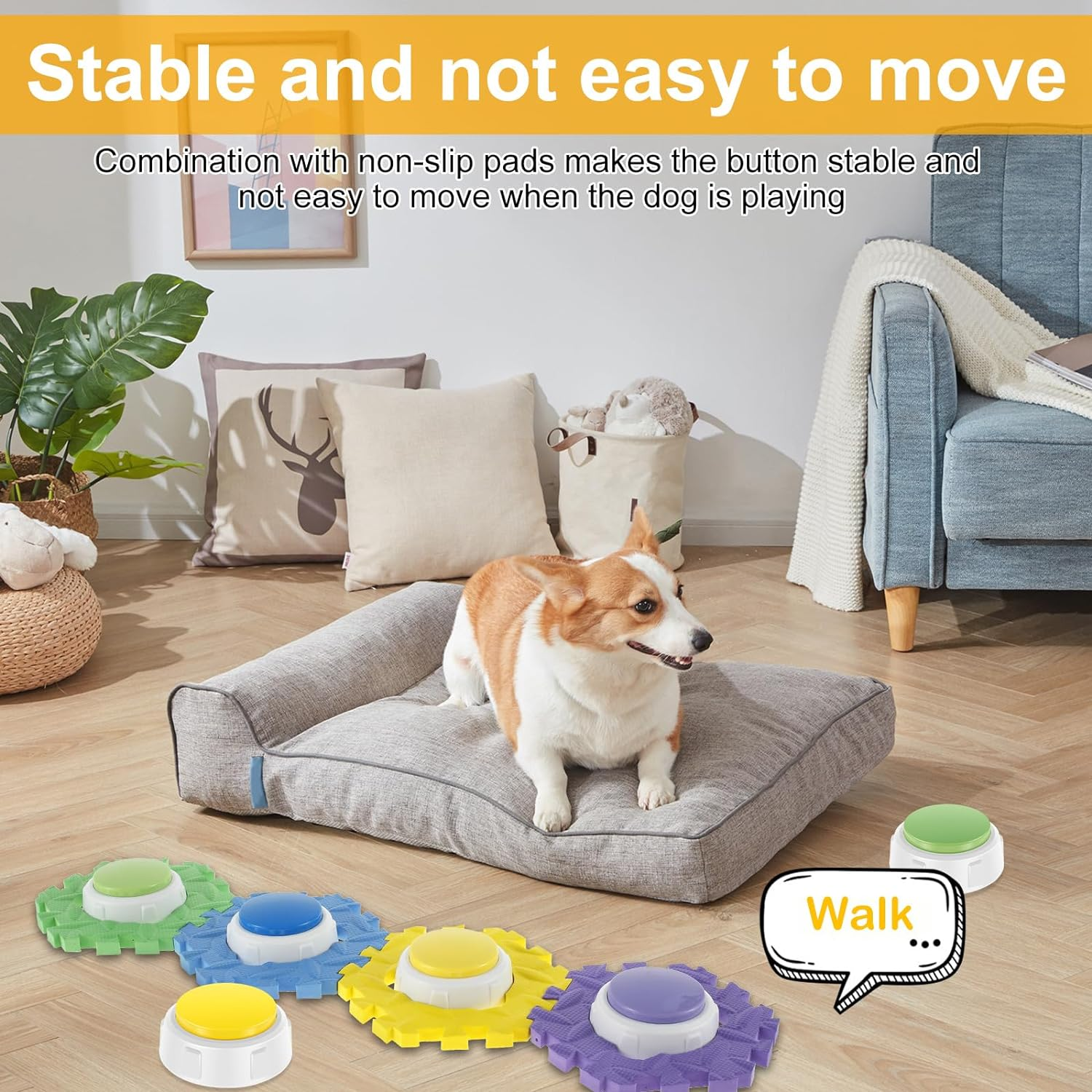 4Pcs Dog Talking Button and Non-Slip Mat, Pet Training Buzzer, Recordable Training Buttons for Dogs, 30Seconds Voice Recording, Portable Easy to Use for Communication Dogs Pet image number 1