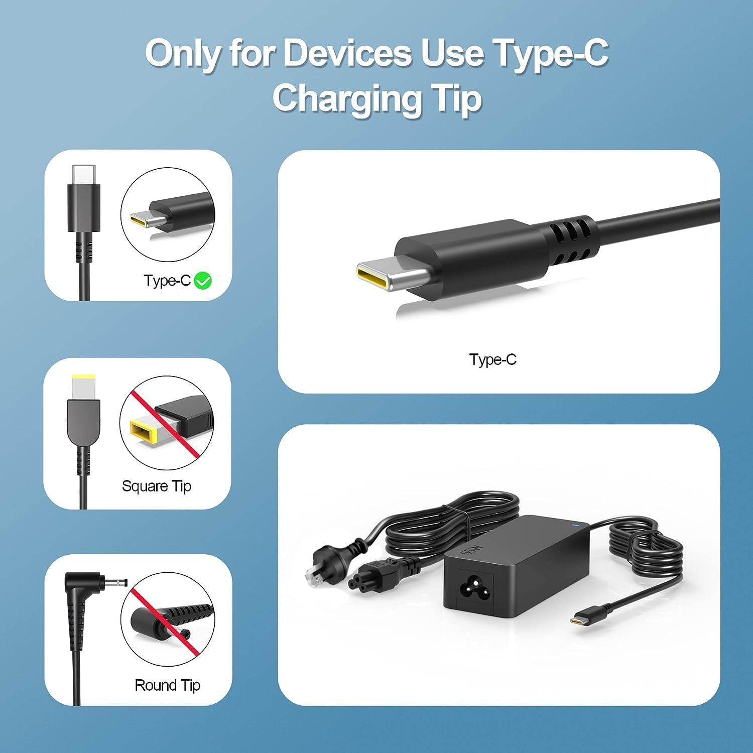 65W 45W USB C Laptop Charger for Lenovo Thinkpad T14 T16 Gen 1 Gen 2 X1 Yoga L13 7I C740 920 C930 C940 Type C AC Power Adapter for Lenovo Thinkpad T480 T490 P52S Chromebook 2Nd Gen Laptop Power Cord