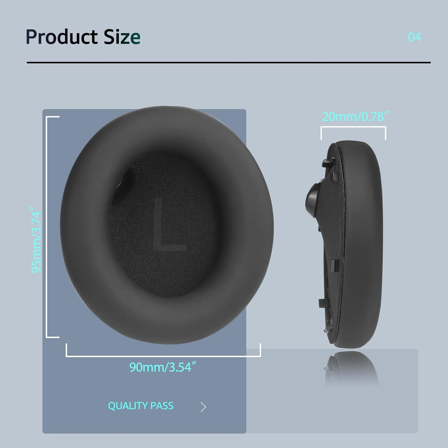 Wzsipod Replacement Ear Pads for Anker Soundcore Space One (S1) Headphones Earpads with Soft Protein Leather and Memory Foam Comfort Ear Pads (Black) image number 4