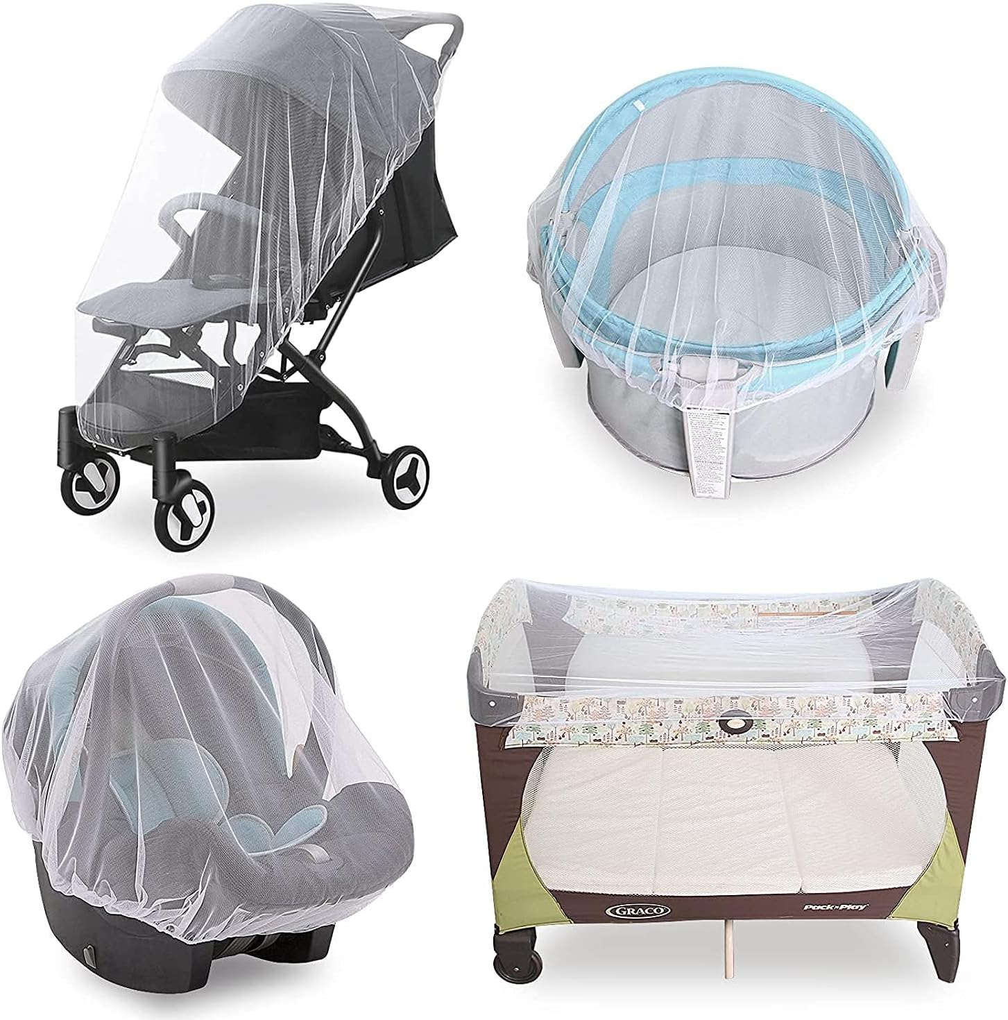 Baby Mosquito Net for Stroller, 1 Pack 150Cm Durable Baby Stroller Mosquito Net, Perfect Bug Net for Stroller, Bassinets, Cradles, Playard and Portable Mini Crib (White) image number 6