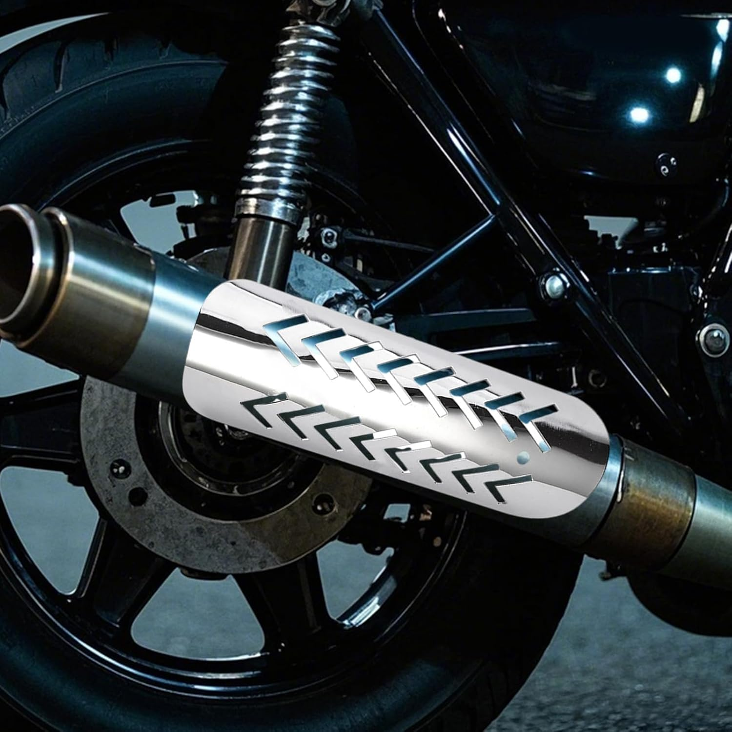 Motorcycle Exhaust Heat Shield | Anti-Scald Pipe Heat Protector,Non-Slip, Quick-Install, Abrasion-Proof Motorbike Accessories for Long-Distance Touring - Black image number 5