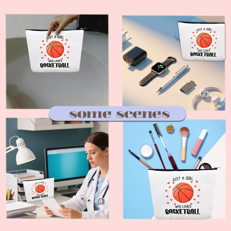 Basketball Makeup Bag Gifts Girls Basketball Lovers Christmas Birthday Gifts for Daughter Cosmetic Toiletry Bag Just a Girl Who Loves Travel Accessories Bags for Bestie Sister image number 5