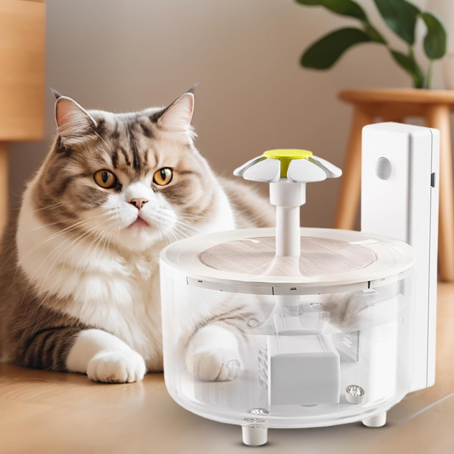 53Oz/1.5L Wireless Pet Water Fountain - Quiet Cat Water Dispenser | Large Capacity Auto-Flow Feeder for Indoor Cats, Small Dogs, Puppies, Filtered Circulation & No-Wire Safe Design 5.91X7.09In image number 5