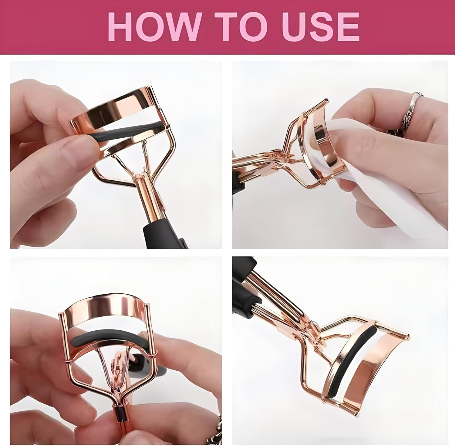 SICOU 8Pcs Eyelash Curler Refill Pads Curler Refills Silicone Rubber Lash Curler Replacement Refills Pads for Universal Eye Lash Curler, Black, 1.26 Inch