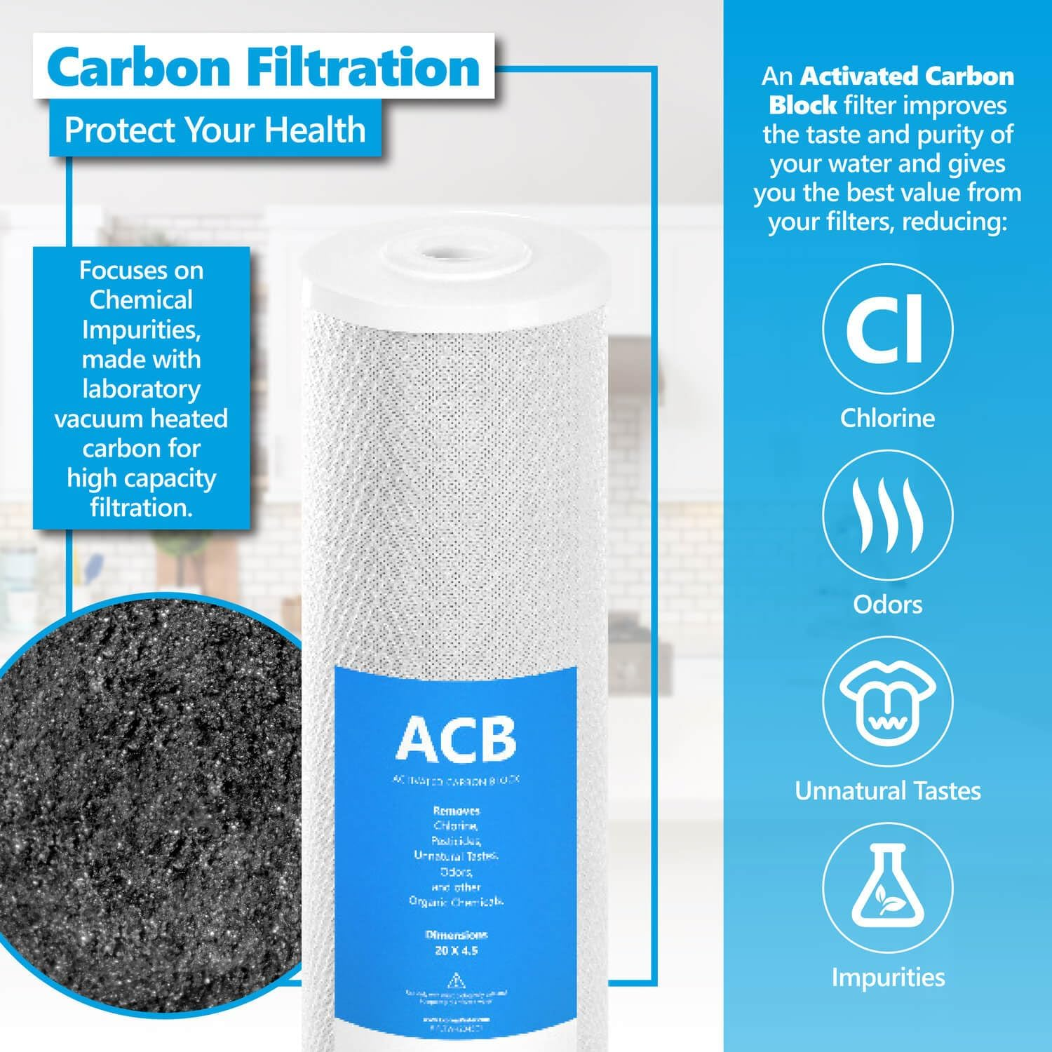 Express Water &ndash; Whole House Water Filter Set &ndash; 3 Stage Water Filtration Replacement Kit &ndash; Sediment, Charcoal, Carbon High Capacity Cartridge Filters &ndash; 5 Micron Water Filter &ndash; 4.5&rdquo; X 20&rdquo; Inch image number 1