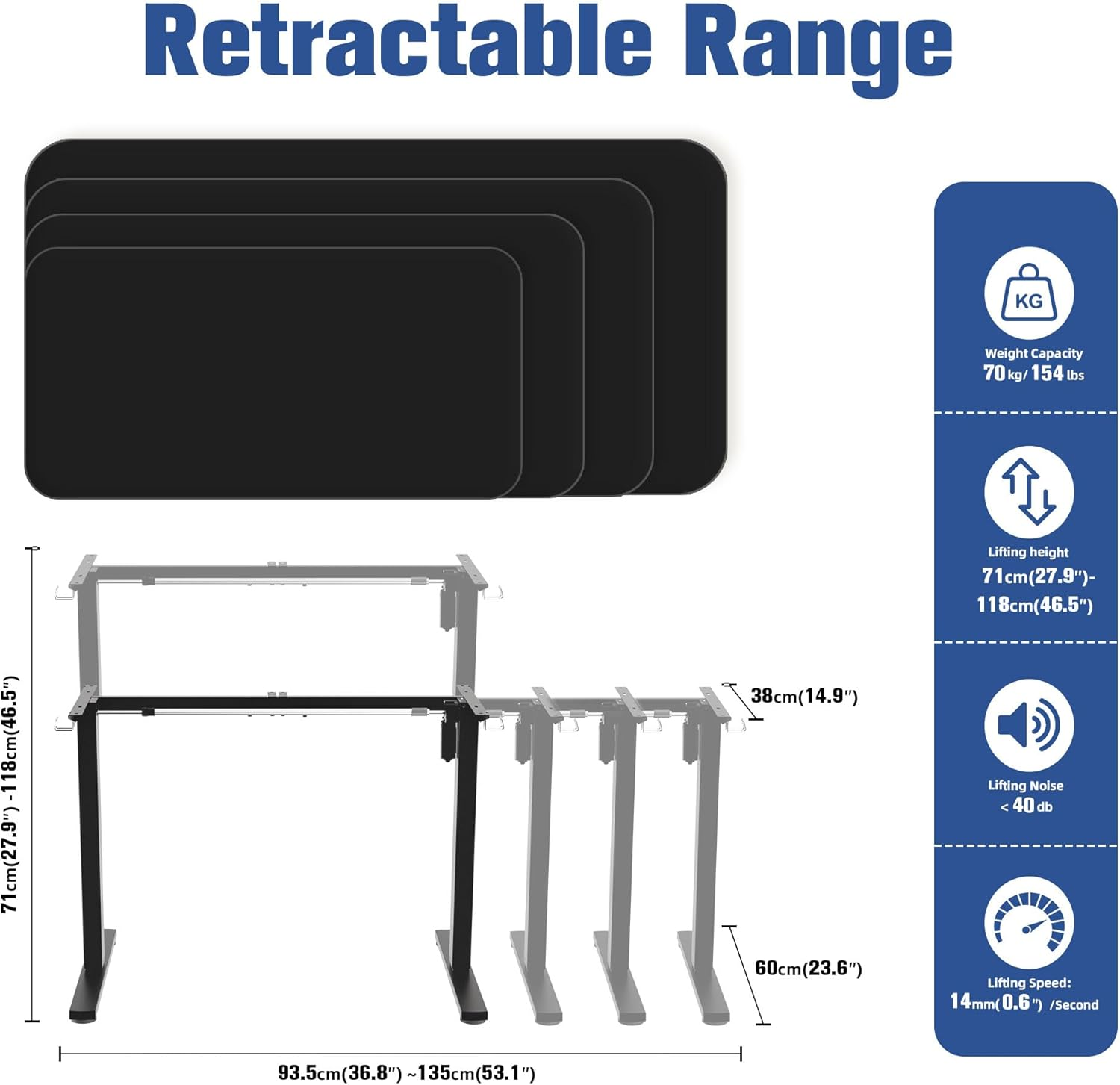 ERGOMAKER Height Adjustable Standing Desk Frame, Electric Sit Stand Desk Base with Automatic Memory Smart Handset (Black Frame, without Desktop) image number 6