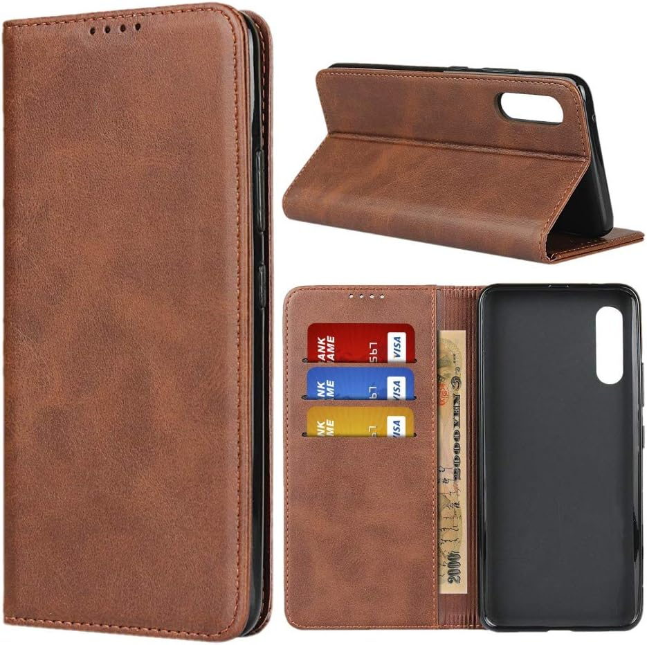 Cavor for Samsung Galaxy A50 Case Cowhide Pattern PU Leather Cases Flip Magnetic Kickstand Book Wallet Cover Phone Case with Card Slots(6.4") -Light Brown