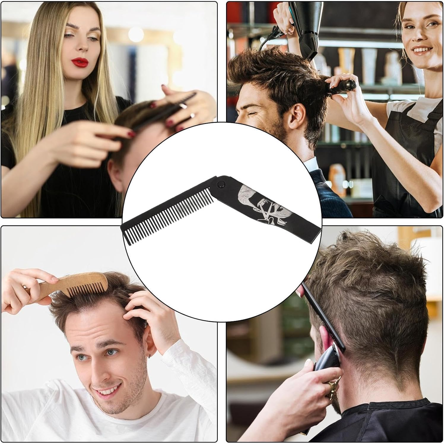 Mustache Combs | Beard Brush and Comb,Portale Stainless Steel Foldable Brush for Husband Styling Dad Men Grooming Travel Home Adult - Silver image number 7