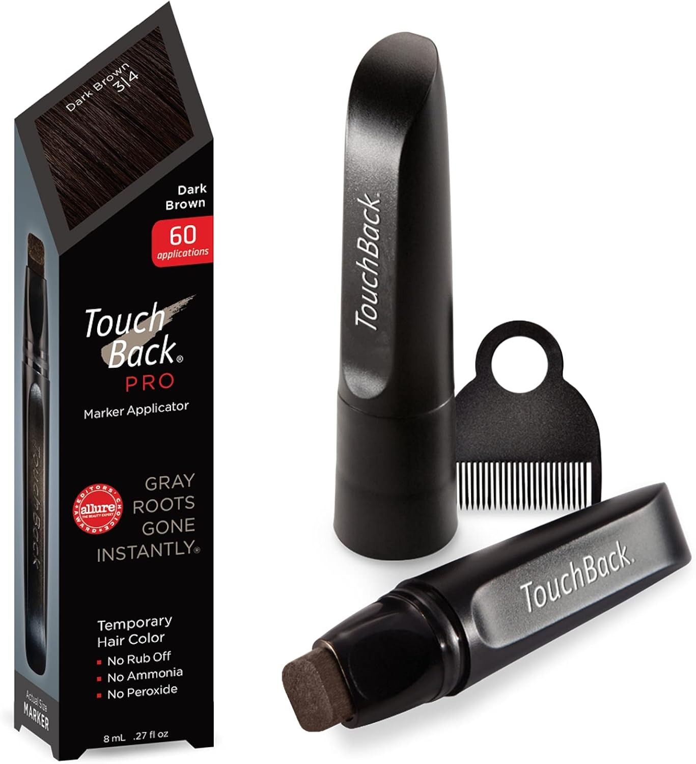 Touchback PRO Gray Root Touch up Marker Applicator - Real Hair Color (Medium Brown)