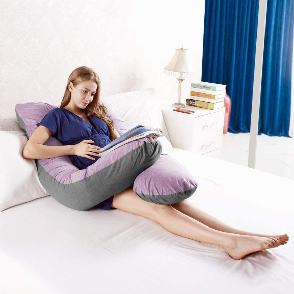 Australian Made Pregnancy/Maternity/Nursing Pillow Body Feeding Support (Lilac X Grey Pillowcase Included) image number 1