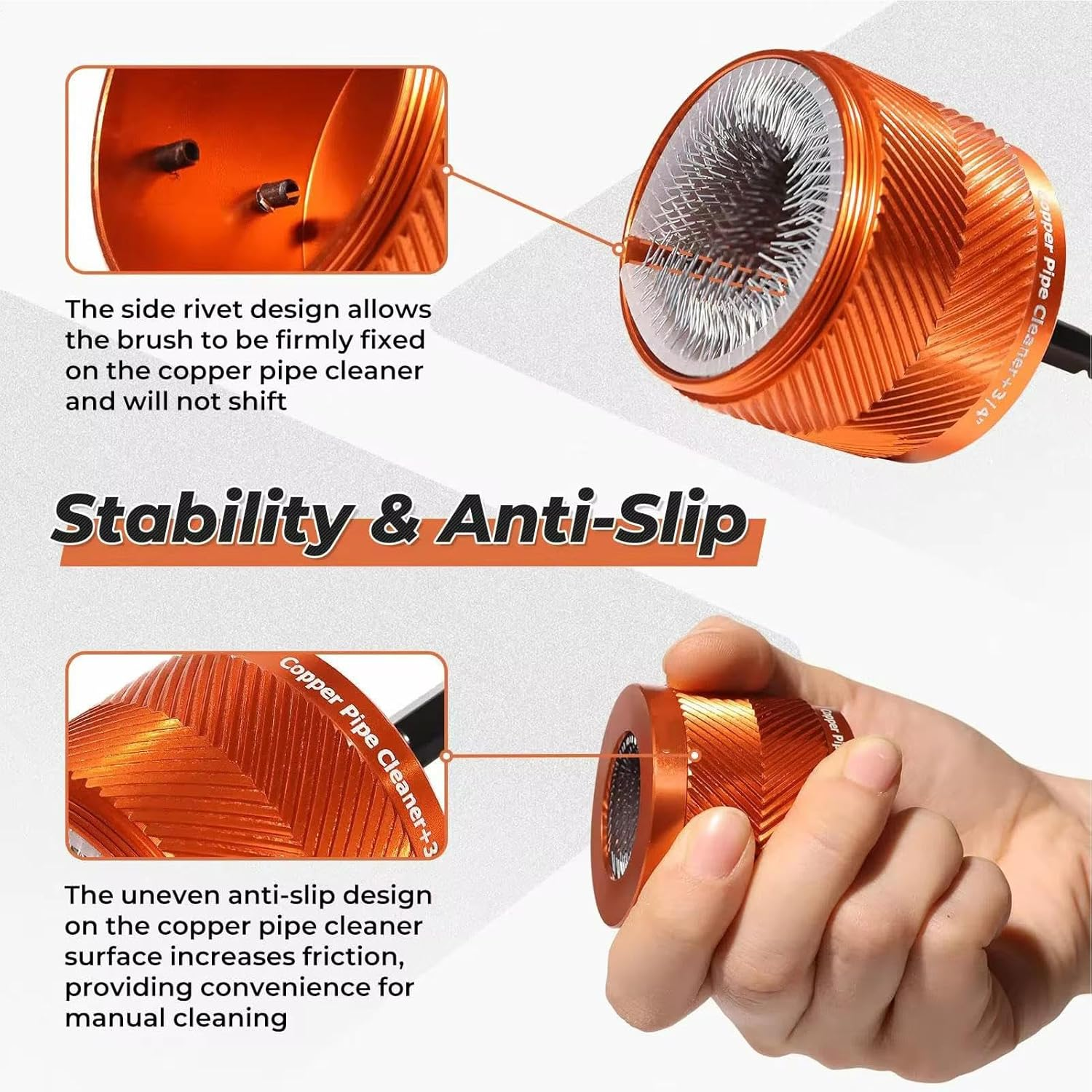 Copper Pipe Cleaner,Plumbing Tools | Professional Replacement Cleaning with Brush for Tubing PVC Conduit Metal