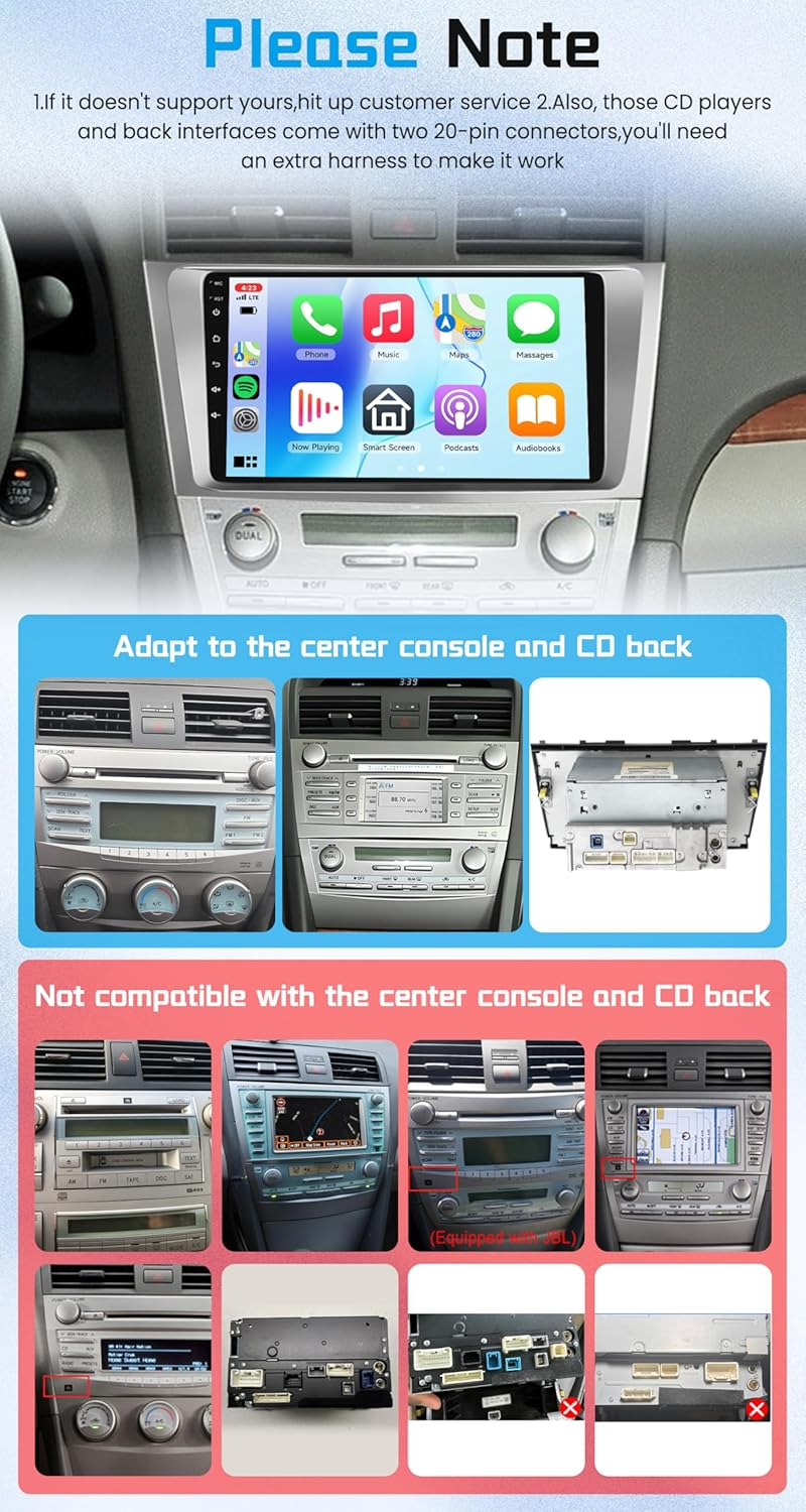 2+64G Car Stereo for Toyota Camry 2006-2011 Wireless Carplay Android Auto,9 Inch Touch Screen, Android/Gps/Wifi/10Band DSP Audio/Bluetooth/Swc/Backup Camera Car Radio for Toyota Camry image number 3
