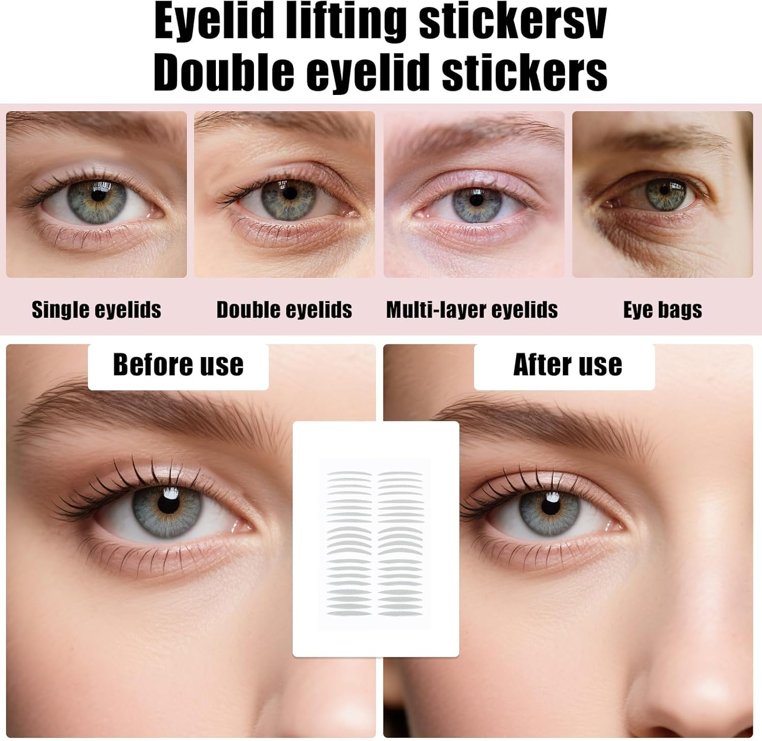 Lasuroa 400Pcs Invisible Eyelid Tape, 5 Style Long-Lasting Eye Lid Lifters with Fork & Tweezers Double Eye Lifting Tape for Instant Lift Hooded Droopy Uneven or Single Eyelids image number 5