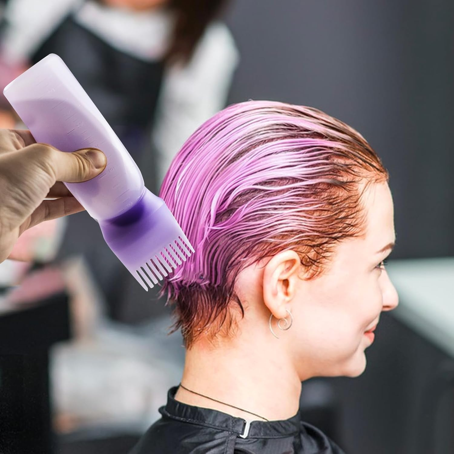 6 Ounce Root Comb Applicator Bottle, 2 Pack, Pink - Hair Oil Applicator, Hair Dye Applicator, Travel, School-Pink